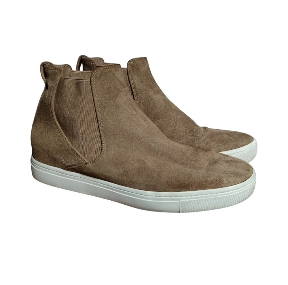 Vince Brown Mocha Mousse Suede Slip-On Chelsea Boots